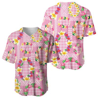 Hawaiian Leis Baseball Jersey Kakau Tattoos and Palaka Pastel Pink Color LT03 - Polynesian Pride