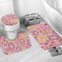 Hawaiian Leis Bathroom Set Kakau Tattoos and Palaka Pastel Pink Color LT03 Mat Set Only (3 pcs) One Size Pink - Polynesian Pride