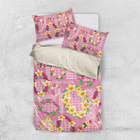 Hawaiian Leis Bedding Set Kakau Tattoos and Palaka Pastel Pink Color LT03 US Twin 172cm x 218cm Pink - Polynesian Pride