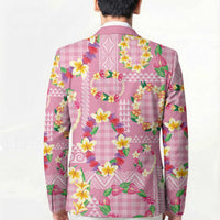 Hawaiian Leis Blazer Kakau Tattoos and Palaka Pastel Pink Color LT03 - Polynesian Pride