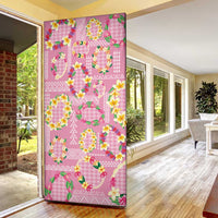 Hawaiian Leis Door Cover Kakau Tattoos and Palaka Pastel Pink Color LT03 - Polynesian Pride