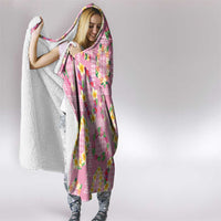 Hawaiian Leis Hooded Blanket Kakau Tattoos and Palaka Pastel Pink Color LT03 - Polynesian Pride