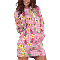 Hawaiian Leis Hoodie Dress Kakau Tattoos and Palaka Pastel Pink Color LT03 Pink - Polynesian Pride