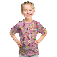Hawaiian Leis Kid T Shirt Kakau Tattoos and Palaka Pastel Pink Color LT03 Pink - Polynesian Pride