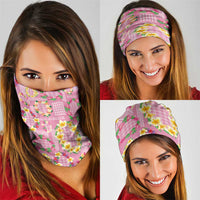Hawaiian Leis Neck Gaiter Kakau Tattoos and Palaka Pastel Pink Color LT03 - Polynesian Pride