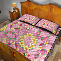 Hawaiian Leis Quilt Bed Set Kakau Tattoos and Palaka Pastel Pink Color LT03 - Polynesian Pride