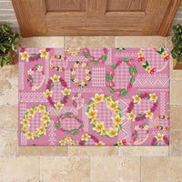 Hawaiian Leis Rubber Doormat Kakau Tattoos and Palaka Pastel Pink Color LT03 Pink - Polynesian Pride