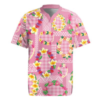 Hawaiian Leis Rugby Jersey Kakau Tattoos and Palaka Pastel Pink Color LT03 Pink - Polynesian Pride