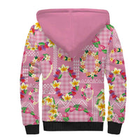 Hawaiian Leis Sherpa Hoodie Kakau Tattoos and Palaka Pastel Pink Color LT03 - Polynesian Pride
