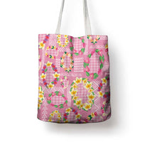 Hawaiian Leis Tote Bag Kakau Tattoos and Palaka Pastel Pink Color LT03 - Polynesian Pride