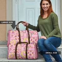 Hawaiian Leis Travel Bag Kakau Tattoos and Palaka Pastel Pink Color LT03 - Polynesian Pride