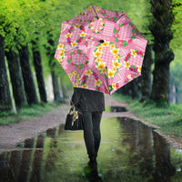 Hawaiian Leis Umbrella Kakau Tattoos and Palaka Pastel Pink Color LT03 - Polynesian Pride