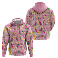 Hawaiian Leis Zip Hoodie Kakau Tattoos and Palaka Pastel Pink Color LT03 - Polynesian Pride