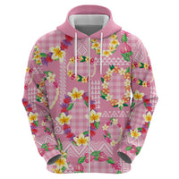 Hawaiian Leis Zip Hoodie Kakau Tattoos and Palaka Pastel Pink Color LT03 - Polynesian Pride