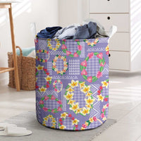 Hawaiian Leis Laundry Basket Kakau Tattoos and Palaka Pastel Purple Color LT03 Purple - Polynesian Pride
