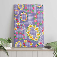 Hawaiian Leis Canvas Wall Art Kakau Tattoos and Palaka Pastel Purple Color LT03 - Polynesian Pride