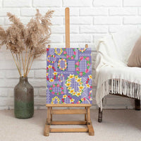 Hawaiian Leis Canvas Wall Art Kakau Tattoos and Palaka Pastel Purple Color LT03 - Polynesian Pride