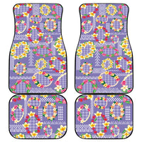 Hawaiian Leis Car Mats Kakau Tattoos and Palaka Pastel Purple Color LT03 - Polynesian Pride