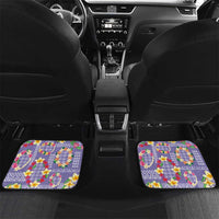 Hawaiian Leis Car Mats Kakau Tattoos and Palaka Pastel Purple Color LT03 Set 2pcs - Back Purple - Polynesian Pride