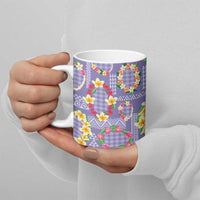 Hawaiian Leis Ceramic Mug Kakau Tattoos and Palaka Pastel Purple Color LT03 - Polynesian Pride