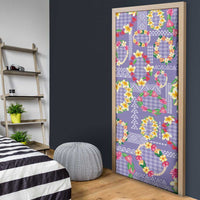Hawaiian Leis Door Cover Kakau Tattoos and Palaka Pastel Purple Color LT03 - Polynesian Pride