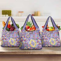 Hawaiian Leis Grocery Bag Kakau Tattoos and Palaka Pastel Purple Color LT03 3-pack One Size Purple - Polynesian Pride