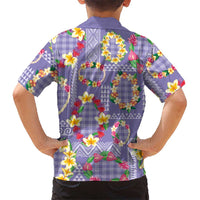 Hawaiian Leis Kid Hawaiian Shirt Kakau Tattoos and Palaka Pastel Purple Color LT03 - Polynesian Pride