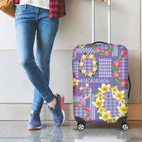 Hawaiian Leis Luggage Cover Kakau Tattoos and Palaka Pastel Purple Color LT03 - Polynesian Pride
