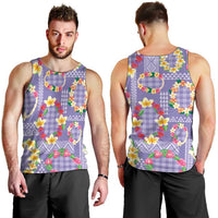 Hawaiian Leis Men Tank Top Kakau Tattoos and Palaka Pastel Purple Color LT03 - Polynesian Pride