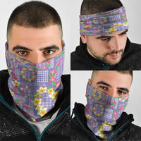 Hawaiian Leis Neck Gaiter Kakau Tattoos and Palaka Pastel Purple Color LT03 - Polynesian Pride