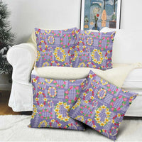 Hawaiian Leis Pillow Cover Kakau Tattoos and Palaka Pastel Purple Color LT03 - Polynesian Pride