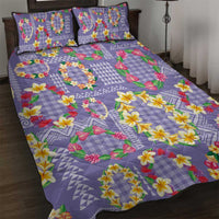 Hawaiian Leis Quilt Bed Set Kakau Tattoos and Palaka Pastel Purple Color LT03 Purple - Polynesian Pride