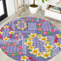Hawaiian Leis Round Carpet Kakau Tattoos and Palaka Pastel Purple Color LT03 Purple - Polynesian Pride