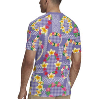 Hawaiian Leis Rugby Jersey Kakau Tattoos and Palaka Pastel Purple Color LT03 - Polynesian Pride