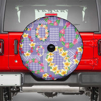 Hawaiian Leis Spare Tire Cover Kakau Tattoos and Palaka Pastel Purple Color LT03 - Polynesian Pride