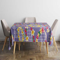 Hawaiian Leis Tablecloth Kakau Tattoos and Palaka Pastel Purple Color LT03 - Polynesian Pride