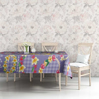 Hawaiian Leis Tablecloth Kakau Tattoos and Palaka Pastel Purple Color LT03 - Polynesian Pride