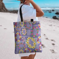 Hawaiian Leis Tote Bag Kakau Tattoos and Palaka Pastel Purple Color LT03 - Polynesian Pride