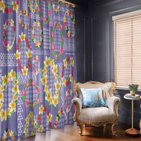 Hawaiian Leis Window Curtain Kakau Tattoos and Palaka Pastel Purple Color LT03 - Polynesian Pride