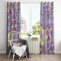 Hawaiian Leis Window Curtain Kakau Tattoos and Palaka Pastel Purple Color LT03 - Polynesian Pride