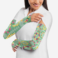 Hawaiian Leis Arm Sleeves Kakau Tattoos and Palaka Pastel Green Color LT03 - Polynesian Pride