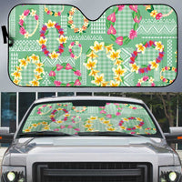 Hawaiian Leis Auto Sun Shade Kakau Tattoos and Palaka Pastel Green Color LT03 Green - Polynesian Pride