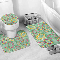 Hawaiian Leis Bathroom Set Kakau Tattoos and Palaka Pastel Green Color LT03 Mat Set Only (3 pcs) One Size Green - Polynesian Pride