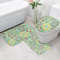 Hawaiian Leis Bathroom Set Kakau Tattoos and Palaka Pastel Green Color LT03 - Polynesian Pride