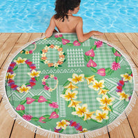 Hawaiian Leis Beach Blanket Kakau Tattoos and Palaka Pastel Green Color LT03 - Polynesian Pride