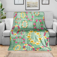 Hawaiian Leis Blanket Kakau Tattoos and Palaka Pastel Green Color LT03 - Polynesian Pride