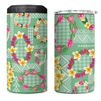 Hawaiian Leis 4 in 1 Can Cooler Tumbler Kakau Tattoos and Palaka Pastel Green Color LT03 One Size: 16 oz Green - Polynesian Pride