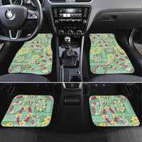 Hawaiian Leis Car Mats Kakau Tattoos and Palaka Pastel Green Color LT03 Set 4pcs Green - Polynesian Pride