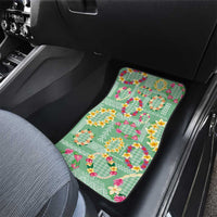 Hawaiian Leis Car Mats Kakau Tattoos and Palaka Pastel Green Color LT03 - Polynesian Pride