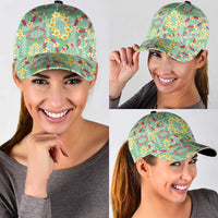 Hawaiian Leis Classic Cap Kakau Tattoos and Palaka Pastel Green Color LT03 - Polynesian Pride